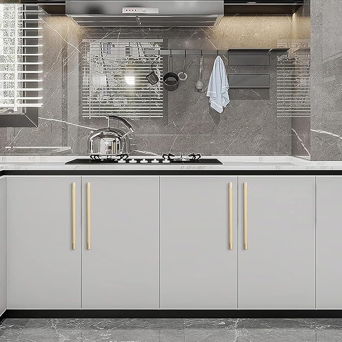 6 Pack 10 inch(254mm) Brushed Brass Kitchen Cabinet Handles Knurled Cabinet Pulls Gold Drawer Pulls Kitchen Hardware