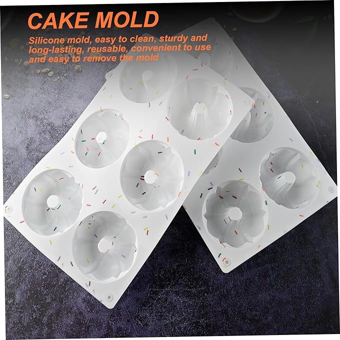 2Pcs Mini Bundts Cake Pan 6-Cavity Non-stick Safe Food-grade Reusable Silicone Baking Molds for Cupcakes, Donuts, Muffins, Cornbread, Brownies, Jellies