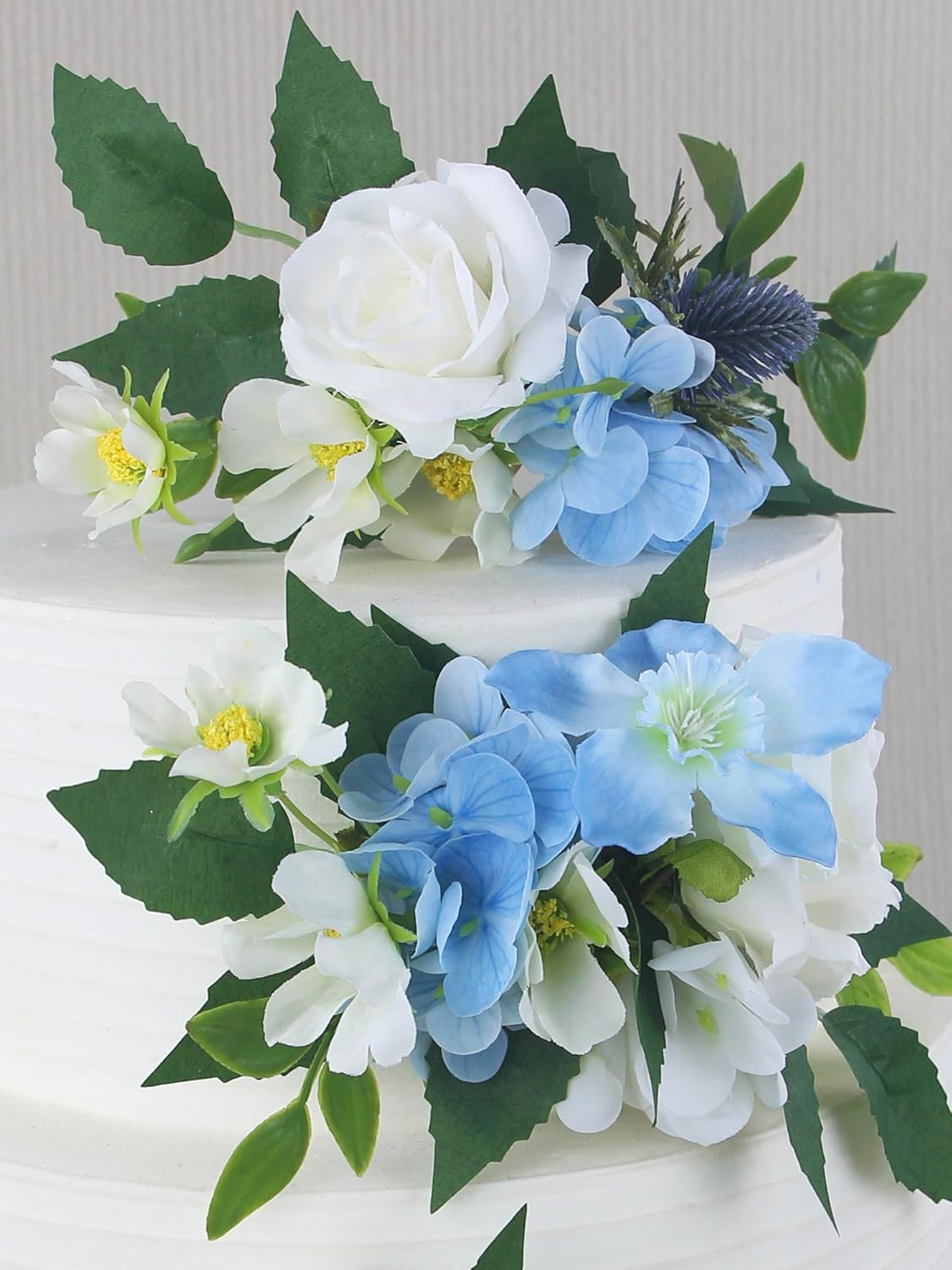 Rinlong 3Pcs Pre-made Flower Cake Topper Cake Decorations Baby Blue Wedding Cake Decorating Flowers Cake Decor Baptism Girl Women Birthday Party Bridal Baby Shower