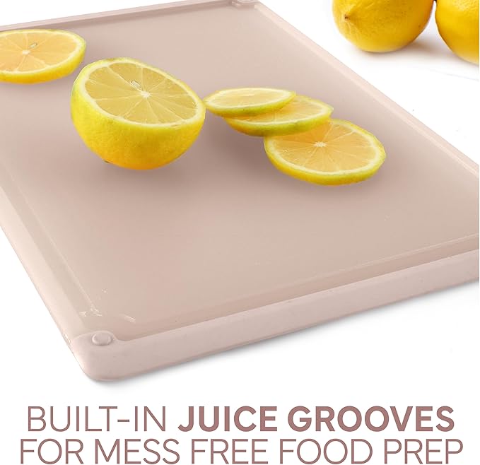 COOK WITH COLOR Extra Large Cutting Board Set, Jumbo-Sized Boards with Rubber Border for Enhanced Cooking Experience, 3-Piece, Pink