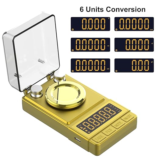MAXUS Gold Milligram Scale 100g x 0.001g, Digital Mg/Powder Scale for Jewelry, Reloading Labs, Includes 20g Calibration Weight, High-Accuracy Portable Weighing Tool