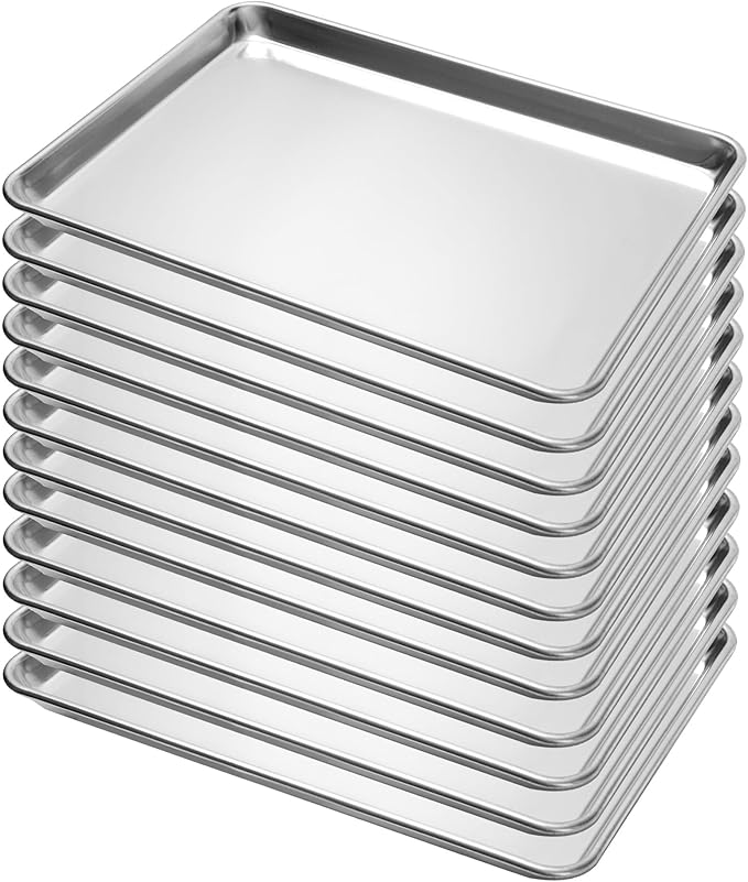 12 Pack Half Size Baking Sheet Pans, Aluminum Commercial Cookie Sheets Non-Stick, 18"x13"