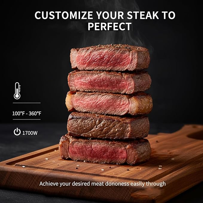 7.4QT Air Fryer with Glass Bowl, Visible Window Lid, Digital Control, 360° Rapid Air Circulation, for Healthy Oil-Free Cooking & Baking, Dishwasher Safe, Nonstick, Easy Clean (Black)