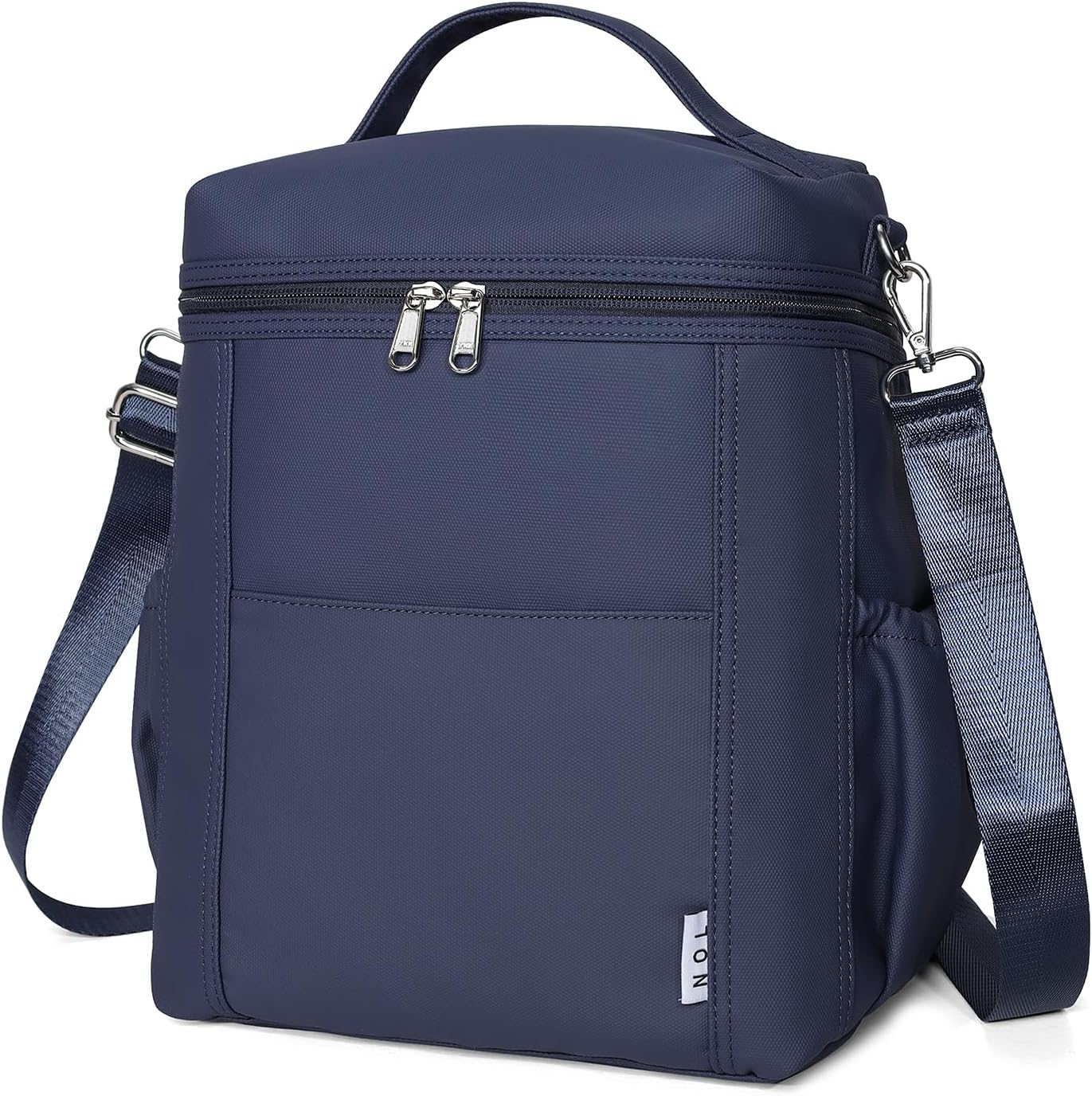 NOL Natural Organic Lifestyle Insulated Lunch Bags for Women Cooler Bag Lightweight Nylon Waterproof Lunch Box For Work (Navy blue, Large)