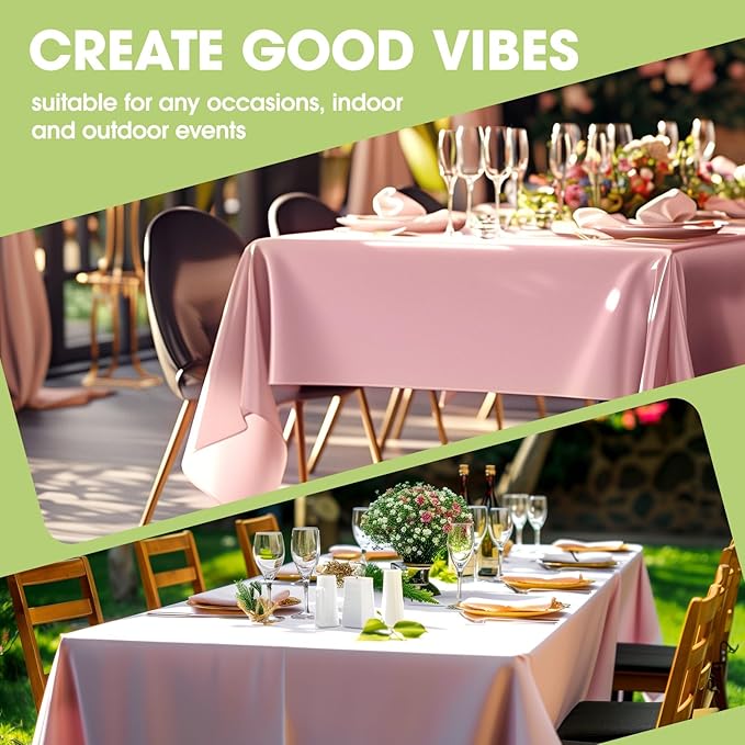 Pureegg Rectangle Table Cloth 60" x 84" – Durable Polyester Tablecloth Offers Reusable & Washable Protection, Ideal for Outdoor Party, Picnic, Wedding, Banquet and Birthday, Pink