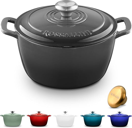 Signature Enameled Cast Iron Dutch Oven, Non-Stick Serving Pot with Tight Fitting Lid for Perfect Roasting, Baking, Sauteing, and Bread Making | 3.5Q (3.3L) - Oyster Grey