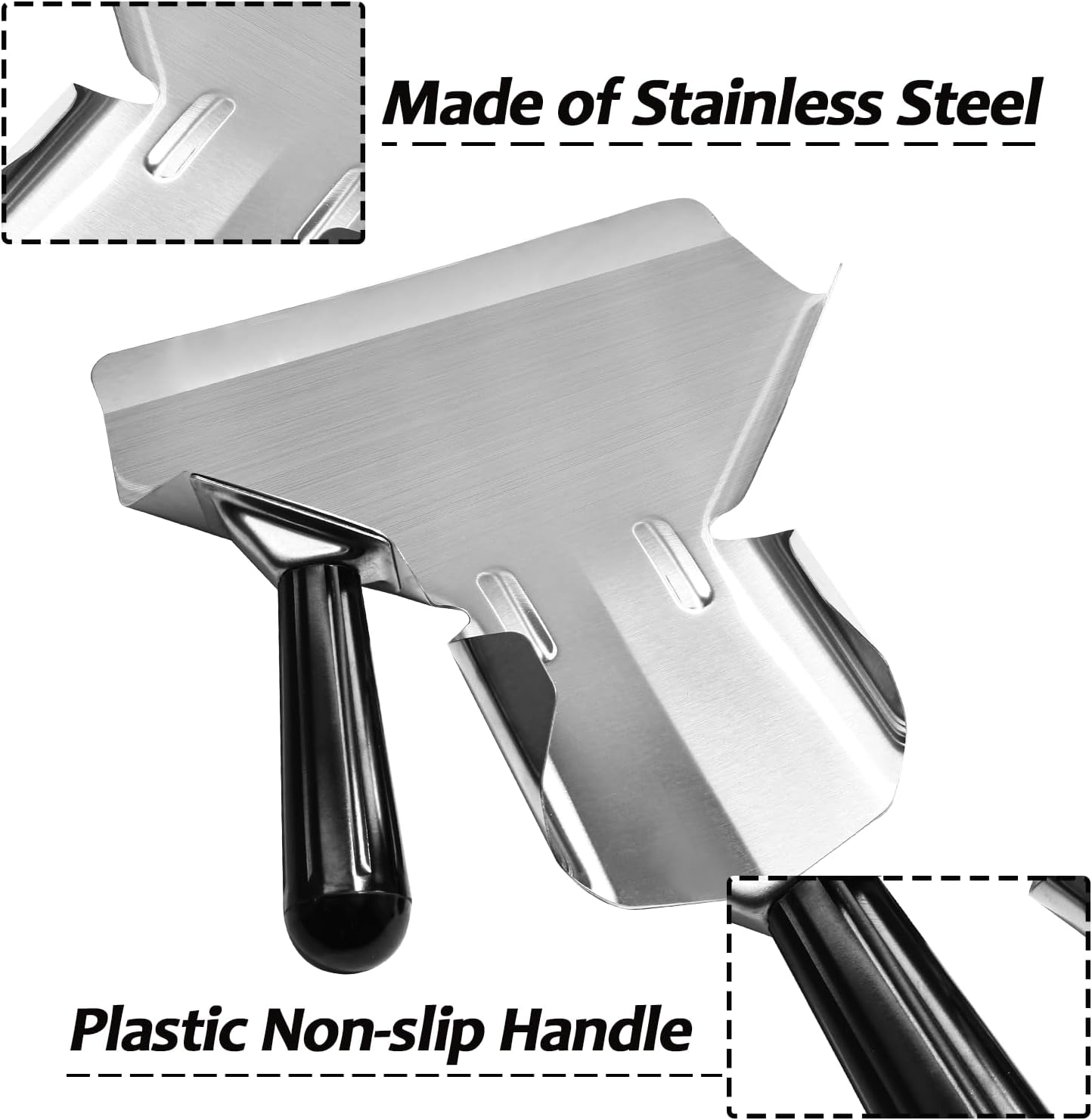 Stainless Steel French Fry Popcorn Scoop, Quick Fill Tool for Food Bags & Boxes, Multipurpose Utility Scooper for Bagger French Fries, Snacks, Desserts, Ice, Dry Goods