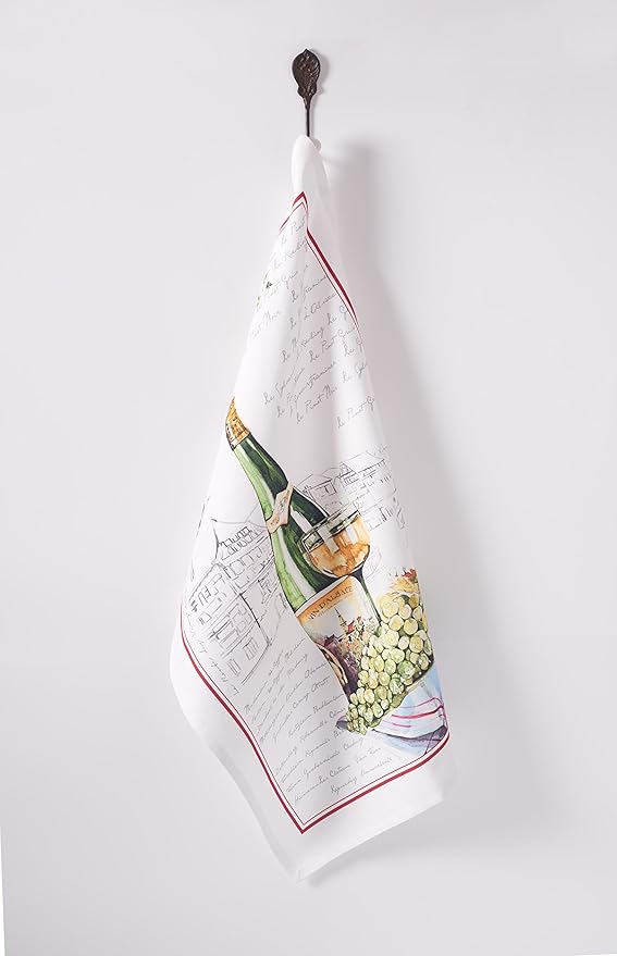 Maison d' Hermine Kitchen Towels Set of 3 100% Cotton 27.50" x 20" Reusable Cloth Tea Dish Towels Absorbent with Hanging Loop for Kitchen, Home, Dining, Cocktail Parties Spring/Summer (Ribeauville)