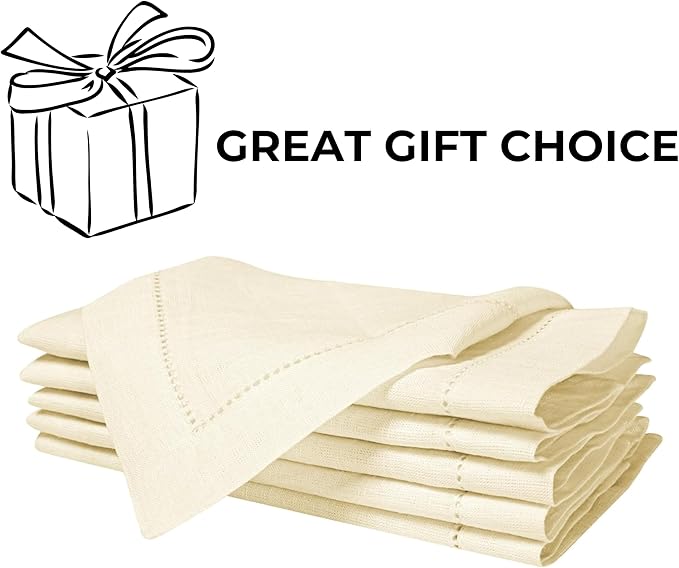 Linen Cotton Cloth Napkins Set of 4-100% Linen Hemstitched Napkins 18x18 Inches for Wedding, Dinner, Thanksgiving, Parties – Reusable Elegant Table Napkins for Home Decor & Events