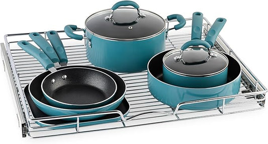 HOLDN’ STORAGE Pull Out Cabinet Organizer, Heavy Duty Caddy w/Lifetime Limited Warranty -26”W x 21”D - Requires At Least 27-1/4” Cabinet Opening, Steel Metal Cabinet Drawers Slide Out, Chrome