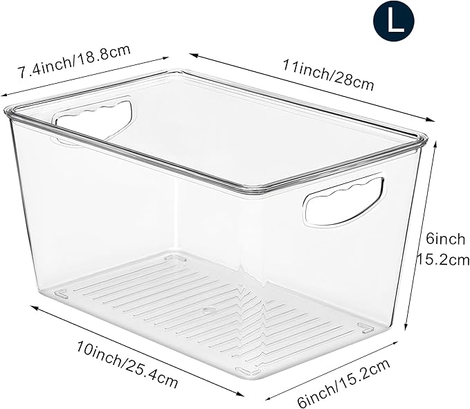 theaoo Clear Storage Bins with Lids Stackable - Large Plastic Containers for Pantry Organization and Storage - Perfect for kitchen,Fridge,Laundry Room,Bathroom,Garage,Closet,Cabinet Organizer -10 Pack