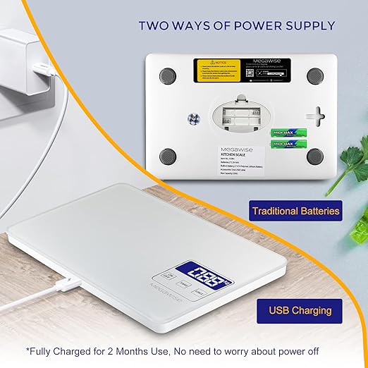 Digital Kitchen Scale K28H – Ultra-Slim Design, Precise 1g–15kg Measurement, 5 Units, Tare Function, Backlit Display, for Baking, Cooking & Meal Prep