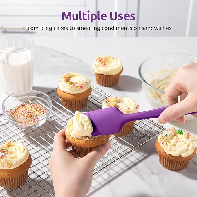 U-Taste Silicone Spatula Set with 600 Degrees Fahrenheit Heat Resistant (Purple)
