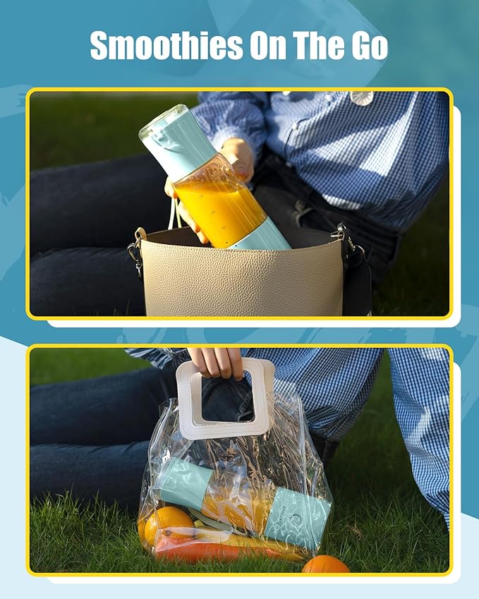 EASEHOLD Portable Personal Blender for Smoothies Shakes, Fresh Juice Mini Fast Blender on the go with 6 Blades, Rechargable Single BPA Free for Sport, Kitchen, Travel,Camping (Blue)