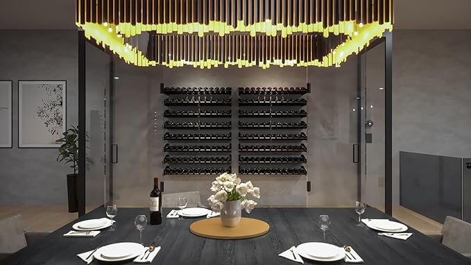 Ultra Wine Racks Showcase Cork Out Row - Black, Holds 12 Bottles - Modern Metal Wine Rack, Cork-Out Configuration for Wine Cellars, Home Bars, Kitchens, and Dining Rooms