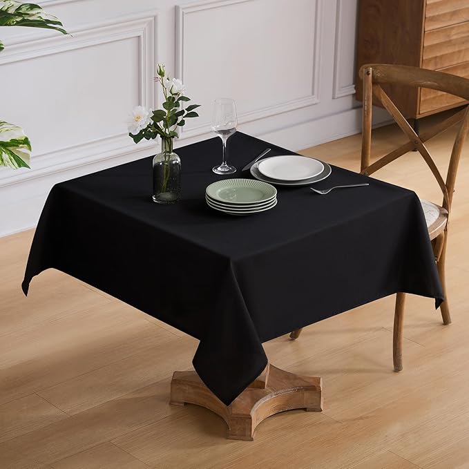 VidaFete Square Tablecloth 10 Pack52 x 52 Inch Tablecloths Stain Wrinkle Resistant Polyester Dining Table Cover for Kitchen Dinning Party Wedding Rectangular Tabletop Buffet Decoration(Black)