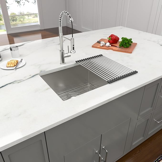 Lordear Bar Sink Undermount 21 inch Bar Prep Kitchen Sink 16 Gauge Stainless Steel Single Bowl Kitchen Sink Basin 21" x 18" Handmade