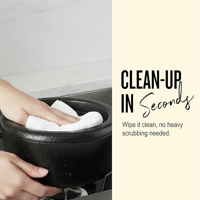 Alva Nori Cast Iron 2-Qt Fondue Pot Set – Made With No PTFE/PFOA/PFAS, Oven Safe – Works on Induction – 3-Layer Enamel, Easy to Clean, No Seasoning Needed – Includes 8 Forks, Burner & Stand