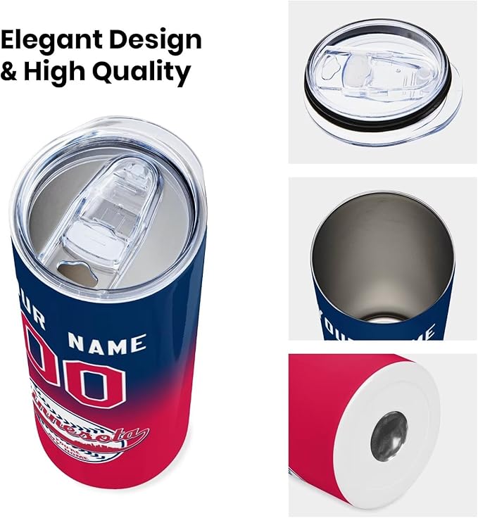 Custom Tumbler Stainless Steel Cup Personalized Baseball Vacuum Insulation Travel Mug Add Your Name Number Fans Gift for Baseball Fans