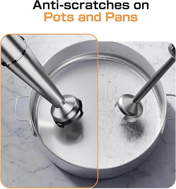 Immersion Blender Handheld 1100W - 3 in 1 Hand Blenders Set with Trigger Speed Control Stainless Steel Emulsion Stick with Whisk and Milk Frother, Emulsifier for Kitchen for Soup, Smoothie, Puree