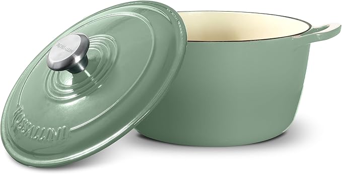 Signature Enameled Cast Iron Dutch Oven, Non-Stick Serving Pot with Tight Fitting Lid for Perfect Roasting, Baking, Sauteing, and Bread Making | 13.5Q (12.7L) - Sage