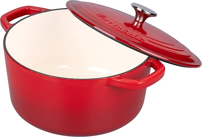 Enameled Cast Iron Dutch Oven Pot with Lid, for Bread Baking, Round Bread Oven- include Sourdough Bread Baking Supplies Set, 4.5QT, Red