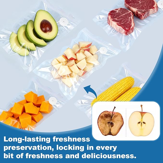Vacuum Sealer Bags with Air Valve,8 PCS 10"×11" Reusable Vacuum Seal Bags，BPA-Free Heavy Duty Food Storage Bags for Food Storage, Cooking.