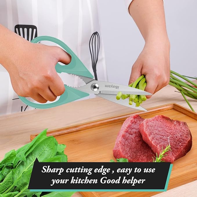 iBayam 1-Pack Kitchen Scissors All Purpose Kitchen Shears Heavy Duty 8.5" Cooking Scissors with Protective Sheath for Food, First Apartment Camper Essentials, Home Kitchen Gadgets, Utensils