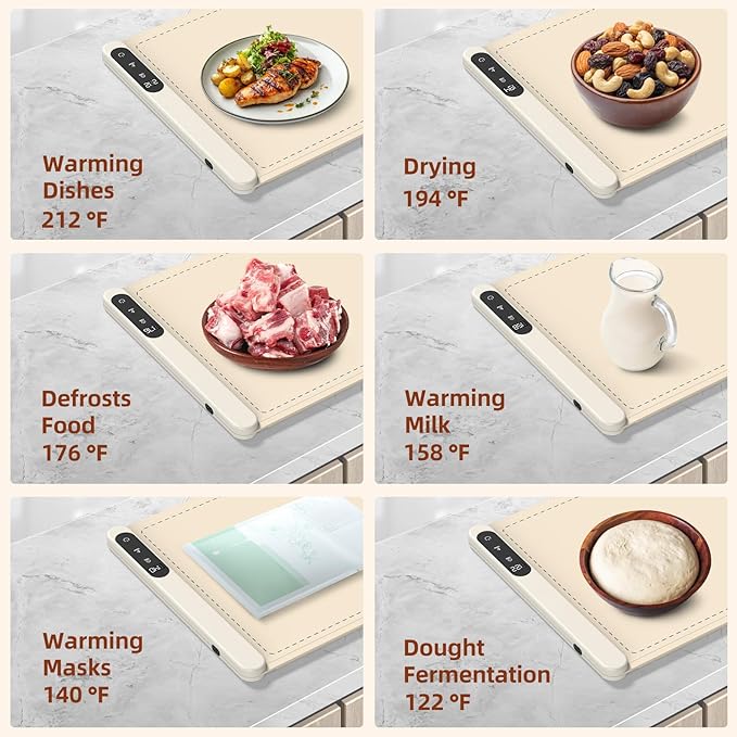 Foldable Food Warming Mat, Silicone Warming Mat for Food, Electric Warming Tray, Portable Food Warmer, Buffet Party Home Gathering Vacation Electric Food Warmer