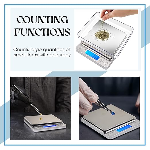 2 Pack Digital Gram Scale 500g/0.01g, Portable Jewelry Food Scale with 20g Calibration Weight Accessories, Tweezers, LCD Display High Precision Kitchen Multifunctional Stainless Steel