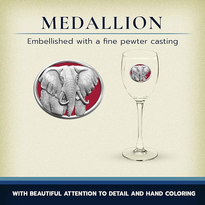 Heritage Pewter Elephant Glass Goblets – Set of 2 | 12 OZ Goblet Wine Glasses | Expertly Crafted Pewter Glass