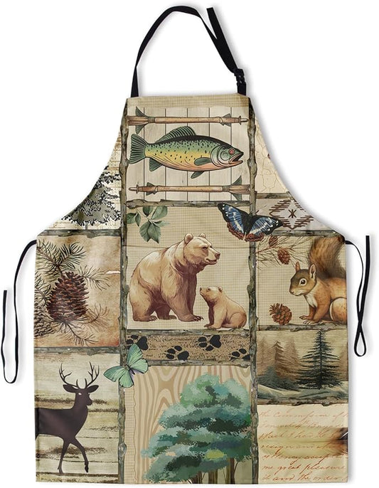 Funny Animal Apron with 2 Pockets Waterproof for Men Women Kitchen Garden Decor