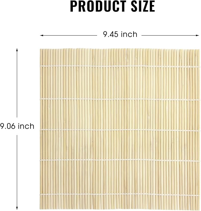 Upoomat Sushi Rolling Mat Set - 2 Pack Bamboo Sushi Rice Roller Mats for Easy and Fun Sushi Making at Home(9.45" x 9.06")