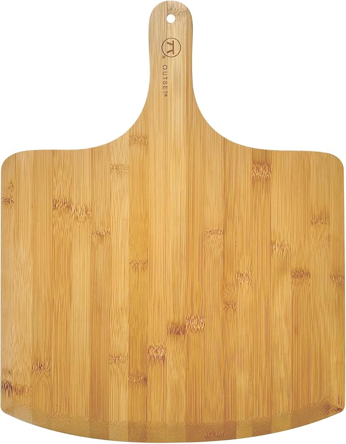 Outset Pizza Peel, Extra Large Bamboo Pizza Paddle, 18" x 14", Tan
