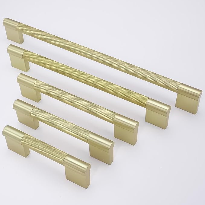 10 Pack 10 inch(254mm) Brushed Brass Kitchen Cabinet Handles Knurled Cabinet Pulls Gold Drawer Pulls Kitchen Hardware