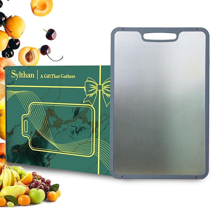 Premium Stainless Steel Cutting Board for Kitchen,Double Sided Chopping Board,Non-plastic Design with Juice Groove,Non-Slip Design for Safety,Ideal Gift for Chefs,Size:14''×10''(Large)
