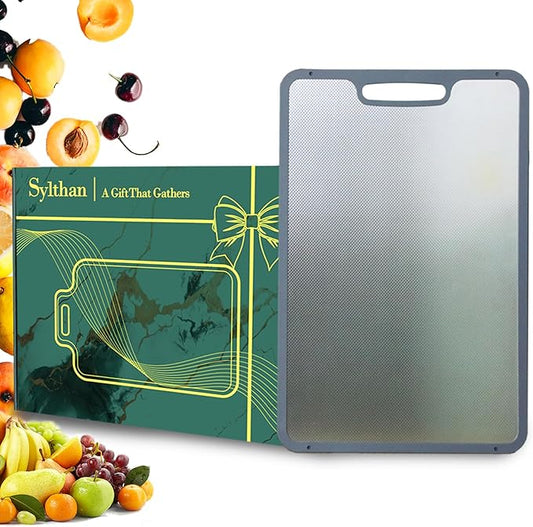 Premium Stainless Steel Cutting Board for Kitchen,Double Sided Chopping Board,Non-plastic Design with Juice Groove,Non-Slip Design for Safety,Ideal Gift for Chefs,Size:14''×10''(Large)