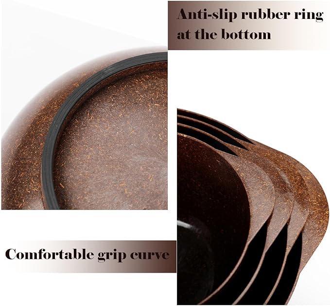 BoxedHome 4 Quart Large Plastic Mixing Bowls, Microwave Safe Mixing Bowl Set with Pour Spout, Nesting Bowls for Space Saving Storage(coffee)