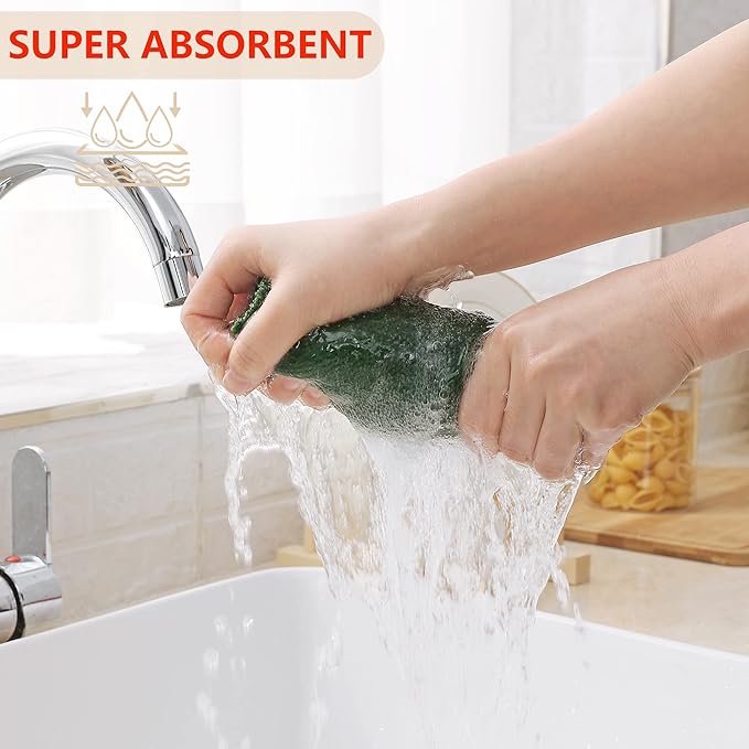 Homaxy 100% Cotton Waffle Weave Kitchen Dish Cloths, Ultra Soft Absorbent Quick Drying Dish Towels, 12 x 12 Inches, 12-Pack, Grass Green