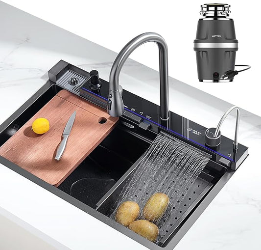 Lefton 29.5"x 18.25" Single Bowl Stainless Steel Kitchen Sink KS2206 with 3/4 HP Continuous Feed Garbage Disposal LGD-714