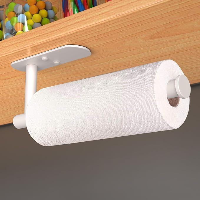 VAEHOLD Adhesive Paper Towel Holder Under Cabinet Wall Mount for Kitchen Paper Towel, Paper Towel Roll Holder Stick to Wall, Stainless Steel - Brown