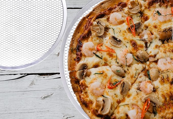 Pizza Screen,12 inch Seamless-Rim Aluminum Nonstick Pizza Screen, Pack of 2