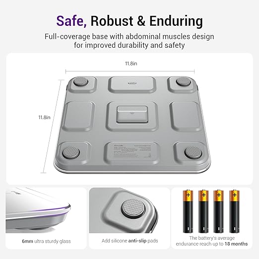 Scale for Body Weight, Highly Accurate 450lb Digital Bathroom Scales for People, Automatic Weighing Machine for Baby, Pet, Light Items, Large LED, Sturdy and Durable Base, White