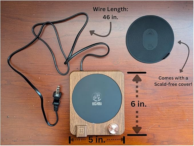 Hot Drink Beverage Warmer. Coffee, Milk, Tea, Cappuccino, Mocha, Candles, Dial Tempreture and Digital Display. Desk, Office, Workplace. 105F- 176F. 4 Hour shutoff, 1-12 Hour Schedule. (White)
