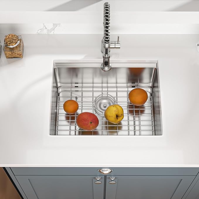 Mocoloo 23 Inch Undermount Kitchen Sink - Stainless Steel Undermount Bar Prep Single Bowl 16 Gauge 10" Deep 23x19 Kitchen Sink Workstation Handmade RV Laundry Sinks with Track