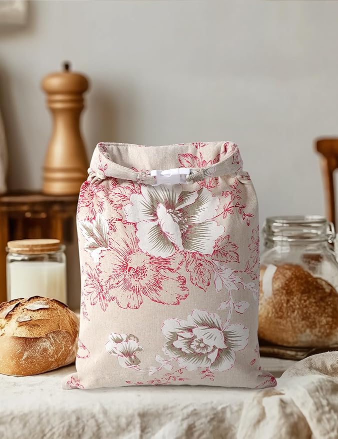 Reusable Beeswax Bread Bags(2 Pack), Beeswax Bags for Sourdough/Homemade Bread, Natural Cotton Bees Wax Bag, Fresh and Refrigerable, New Upgrade Food Storage Bag, Large Capacity and Portable