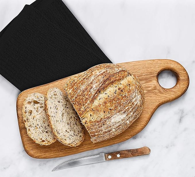 Softolle Cotton Bar Mop Towels, Pack of 12, 16x19 Inches, Super Absorbent, Multi-Purpose for Home, Kitchen and Bar Cleaning, Grey-Black