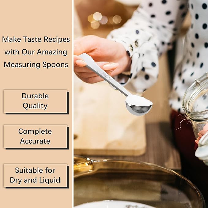 2PCS 1 Teaspoon(1tsp, 1/3tbsp, 5 ml) Single Measuring Spoon, Extra-long Handle Individual Measure Scoop, Stainless Steel Spoons Only