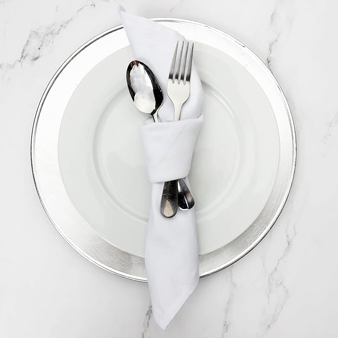 Kitchen Cloth Napkins 12 Pack 18X18 Inches Cotton Blend Soft Fabric with Hemmed Edges, White Dinner Napkins Washable Reusable Durable Linen Napkins for Parties Table Setting Decor (White) by PERLLI