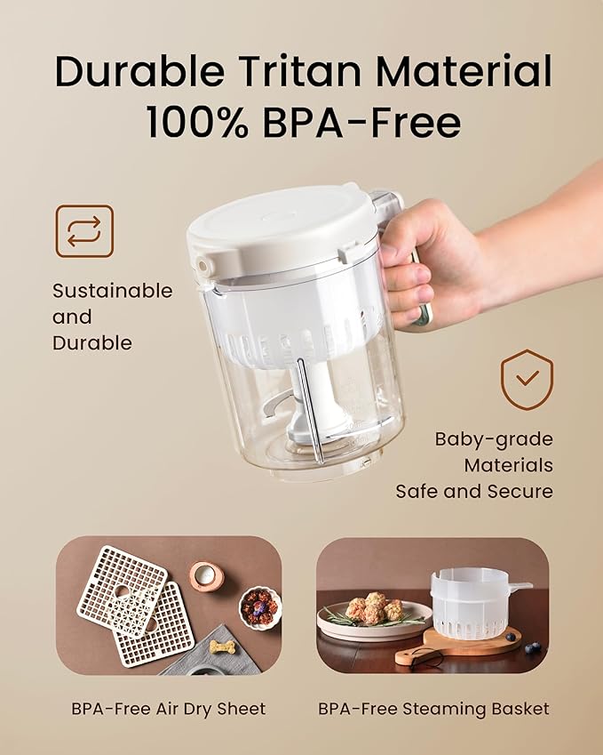 Pet Fresh Maker - 5.5-Qt Food Processor, 10 Types of Homemade Pet Foods for Dogs, Cats & Small Pets, 7-in-1 Cooking & Chopper Machine with Easy One-Step Touch Panel,DIY Recipes,Wet Cat Food,Dog Treats